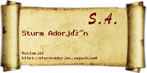 Sturm Adorján névjegykártya